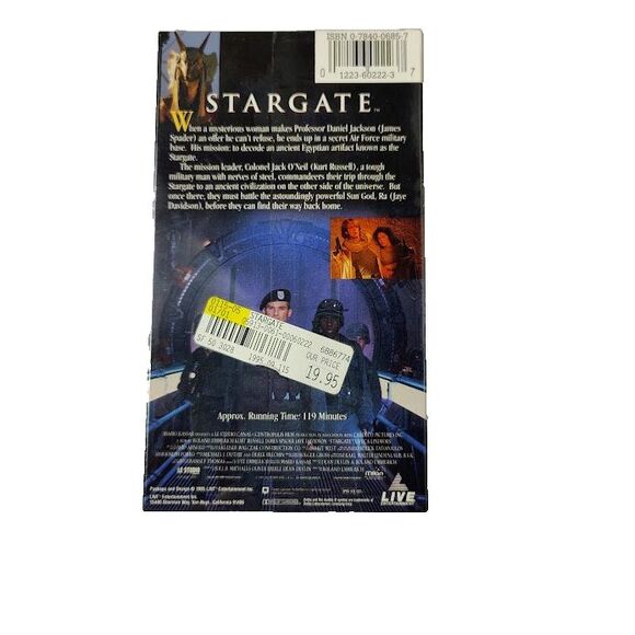 Stargate VHS 1994 Movie SEALED LIVE Entertainment Watermarks PG 13 Kurt Russell - Picture 2 of 4